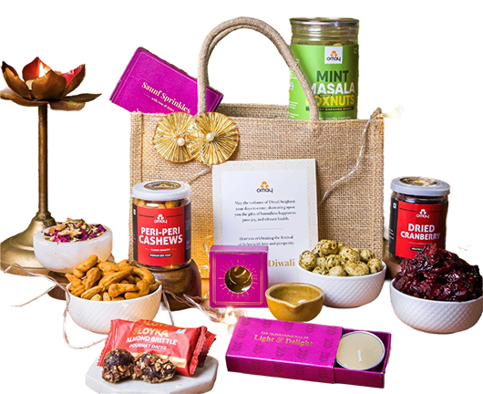 Omay Festive Bites Diwali Jute Bag (With Zipper)